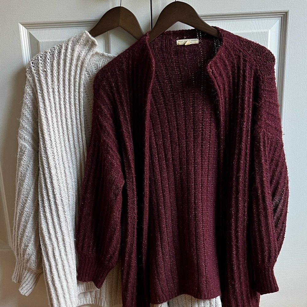 White & Burgundy Cardigan Bundle